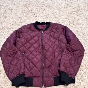 Quilted Burgundy Bomber Jacket